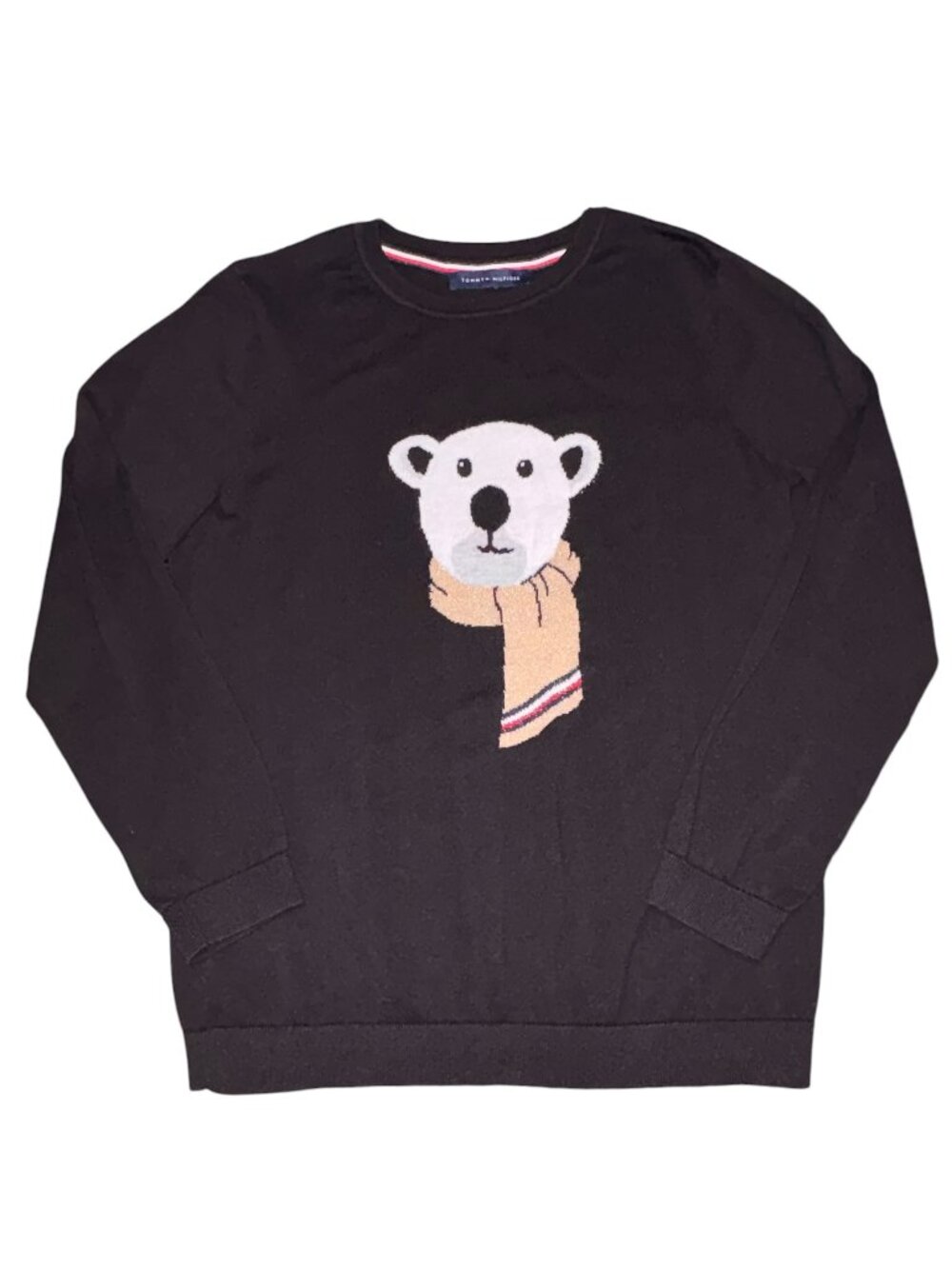 Tommy Hilfiger Black Bear Design Knit Long Sleeve Sweater Womens size Unknown